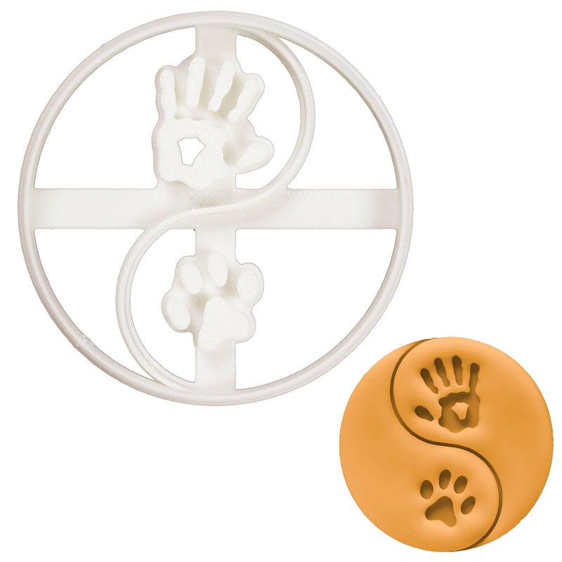 Bakerlogy Yin Yang Dog Paw Print and Human Hand cookie cutter, 1 piece - Bakerlogy - Image 1